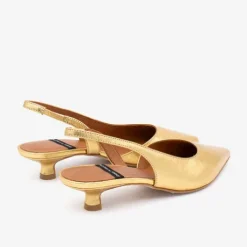 Angel Alarcon Gold Kitten Heel Sling Back|26017GLD