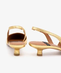 Angel Alarcon Gold Kitten Heel Sling Back|26017GLD