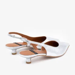 Angel Alarcon Silver kitten Heel Sling Back|26017SIL