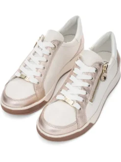 Ara Beige and Gold Trainer|123443263