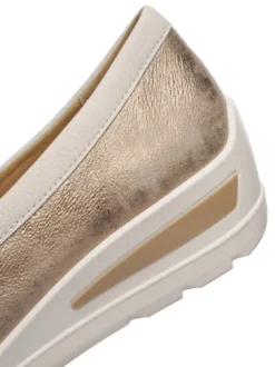 Ara Beige and Gold Wide Fit Comfort Loafer|125063005