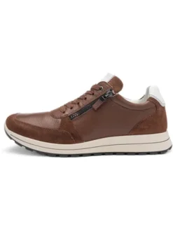 Ara Brown Leather Wide Fit Trainer|112450106