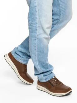 Ara Brown Leather Wide Fit Trainer|112450106