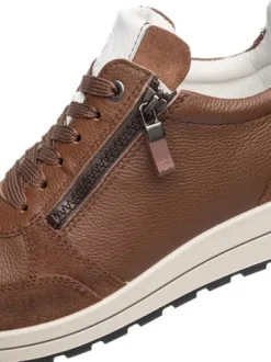 Ara Brown Leather Wide Fit Trainer|112450106