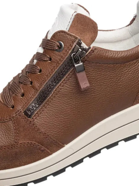 Ara Brown Leather Wide Fit Trainer|112450106