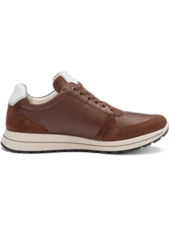 Ara Brown Leather Wide Fit Trainer|112450106