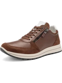 Ara Brown Leather Wide Fit Trainer|112450106