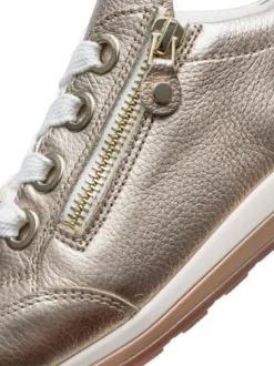 Ara Gold and Cream Wide Fit trainer|124458769G