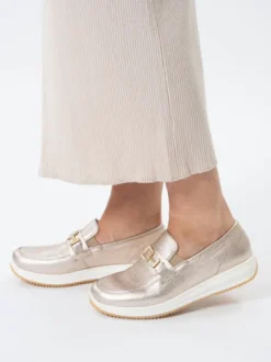 Ara Light Gold Wide Fit Loafer|122552808