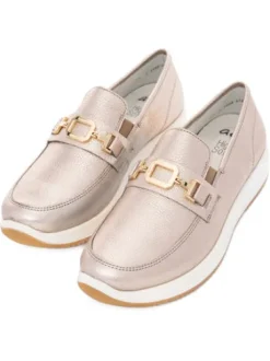 Ara Light Gold Wide Fit Loafer|122552808