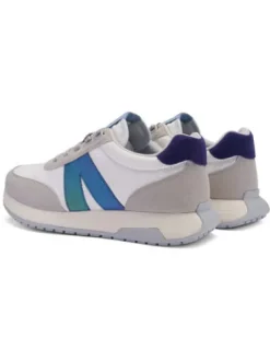 Ara White and Blue Wide Fit Trainer|122970207