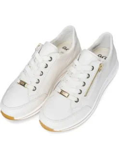 Ara White Wide Fit Trainre|12248019C