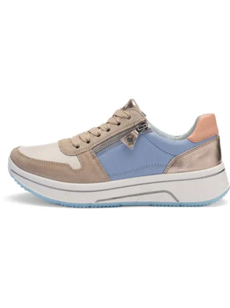 Ara Wide Fit Blue and Beige Trainer|122754089