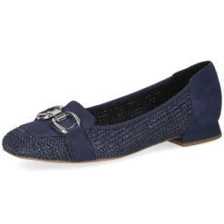 Caprice Navy Suede and Fabric Loafer|924201880