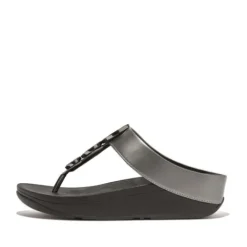 Fitflop Bead Circle Pewter Black Toe Post| HJ1B06