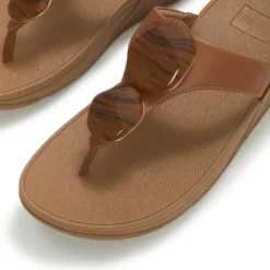 FitFlop Deep Tan Leather Toe Post|A4TC15