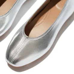 Fitflop High-Cut Metallic Soft Leather Ballerina|A0P011