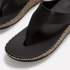 Fitflop Lux Graphic-Weave Leather Toe-Post |A4Q001