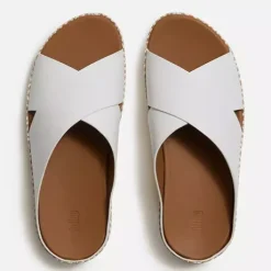 Fitflop Lux Graphic-Weave Leather Cross Slides |A4P194