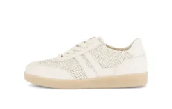 Gabor Beige Leather and Raffia Trainer|8330042