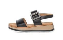 Gabor Black Wedge Strap Sandal|8274457B