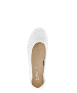 Gabor Braided White Comfort Ballerina|8412120