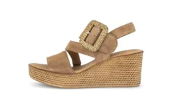 Gabor Brown Suede Wedge Sandal|8477114