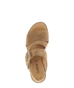 Gabor Brown Suede Wedge Sandal|8477114
