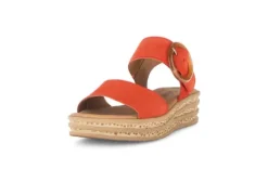 Gabor Chilli Red Suede Wedge Sandal|8455015
