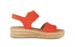 Gabor Chilli Red Suede Wedge Sandal|8455015
