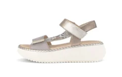 Gabor Gold and Snake Print Wedge Sandal|8459312