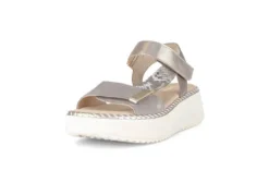 Gabor Gold and Snake Print Wedge Sandal|8459312