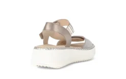 Gabor Gold and Snake Print Wedge Sandal|8459312