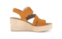 Gabor Orange Suede Wedge Sandal|8477110