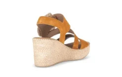 Gabor Orange Suede Wedge Sandal|8477110