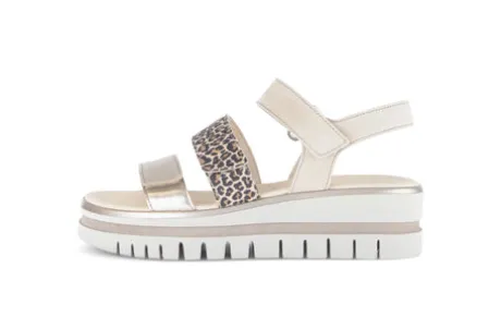 Gabor Silver and Leo Strap Wedge Sandal|8462032