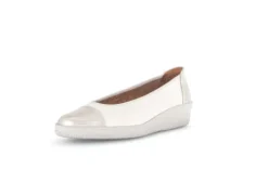 Gabor White and Silver Mini Wedge Pump|8604253