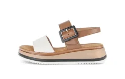 Gabor White and Tan Strap Sandal|8274452