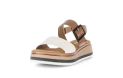 Gabor White and Tan Strap Sandal|8274452