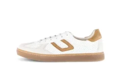 Gabor White and Tan Wide Fit Trainer|8654560