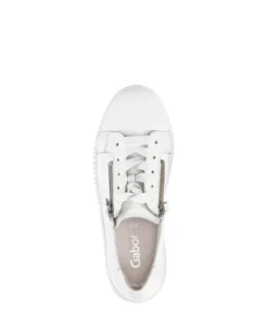 Gabor White Leather Platform Trainer|8333421W