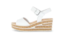 Gabor White leather Wedge Sandal|8465121