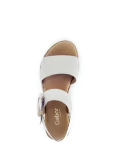 Gabor White Wedge Strap Sandal|8270652
