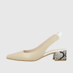 Lodi Beige, White and Animal Print Sling Back| DUXIWH