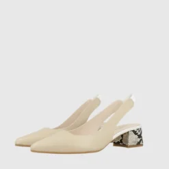 Lodi Beige, White and Animal Print Sling Back| DUXIWH