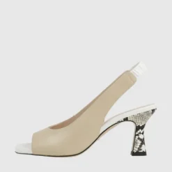 Lodi Beige, White and Print Sling Back|LUDVIGWH