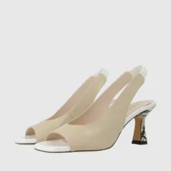 Lodi Beige, White and Print Sling Back|LUDVIGWH