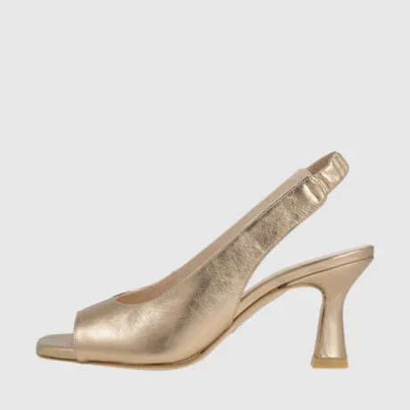 Lodi Gold Leather Sling Back|LUDVIGC1