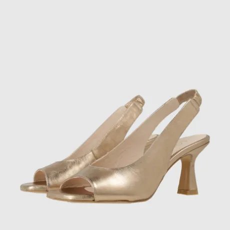 Lodi Gold Leather Sling Back|LUDVIGC1