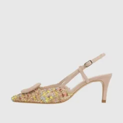 Lodi Leather and Multicolor Fabric Sling Back|NIVISC1